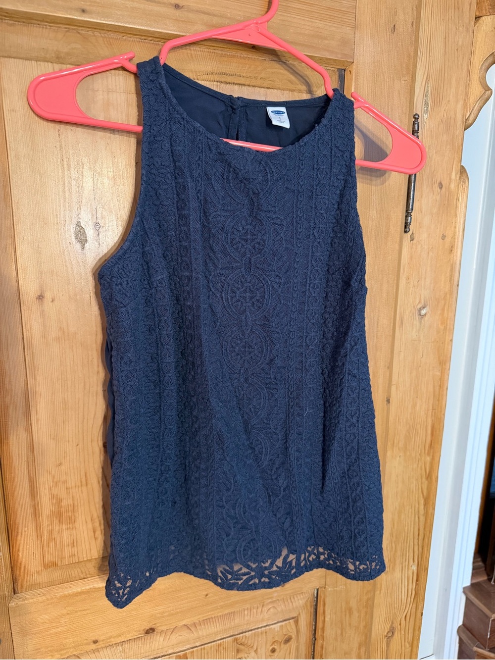 Old Navy Navy Lace Sleeveless Shell Top Sz Small Navy Blue